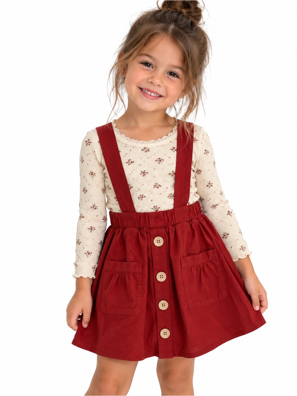 Burgundy Overall Skirt | Cottagecore Pinafore | Size 4T